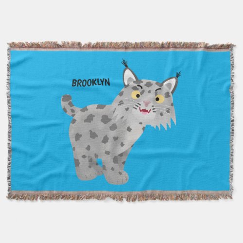 Cute mean bobcat lynx cartoon throw blanket