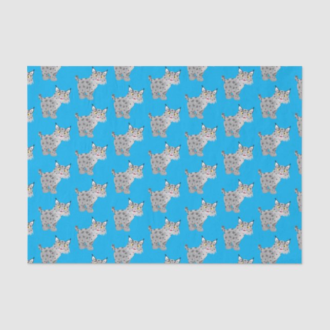 Cute mean bobcat lynx cartoon tissue paper (Front)