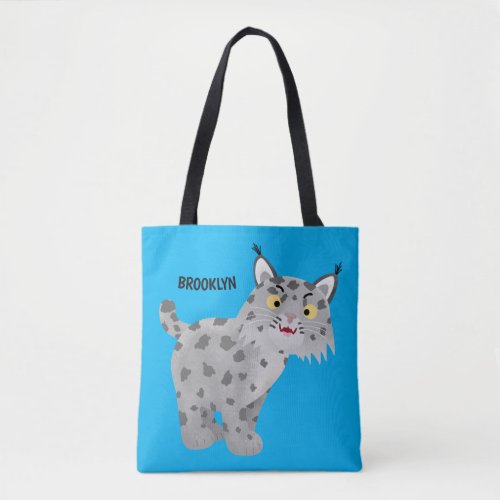 Cute mean bobcat lynx cartoon tote bag