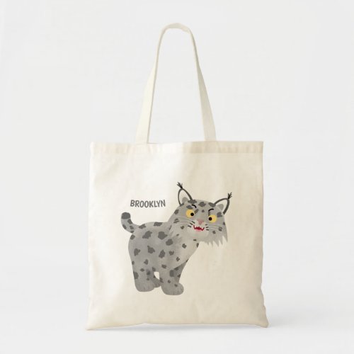 Cute mean bobcat lynx cartoon tote bag