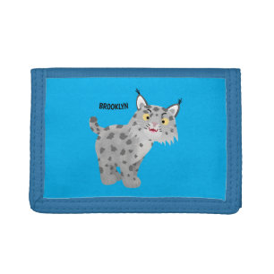 Cute mean bobcat lynx cartoon tri-fold wallet