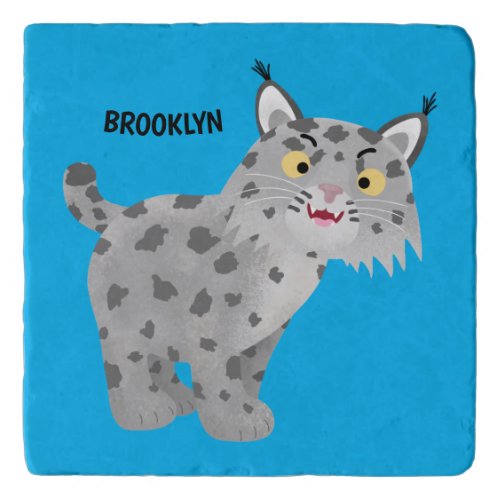 Cute mean bobcat lynx cartoon trivet