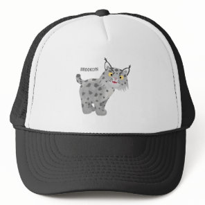 Cute mean bobcat lynx cartoon  trucker hat