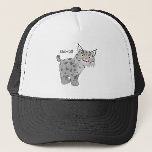 Cute mean bobcat lynx cartoon  trucker hat
