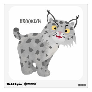 Cute mean bobcat lynx cartoon wall decal