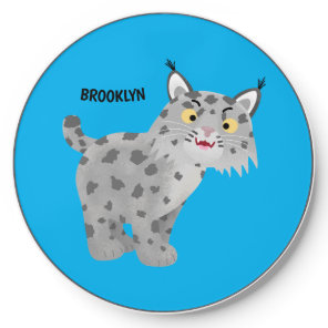 Cute mean bobcat lynx cartoon  wireless charger
