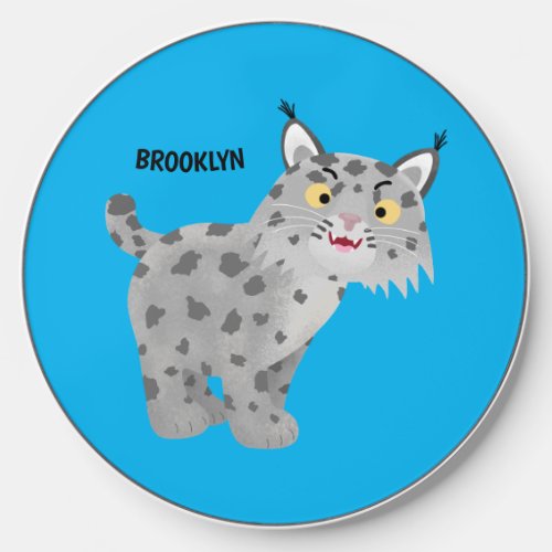 Cute mean bobcat lynx cartoon  wireless charger 