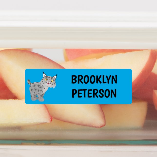 Cute mean bobcat lynx personalized cartoon labels (Affixed)