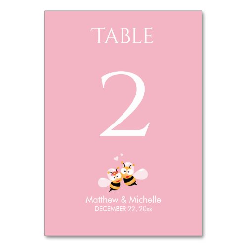 Cute Meant To Bee Elegant Pink Wedding Party Table Number