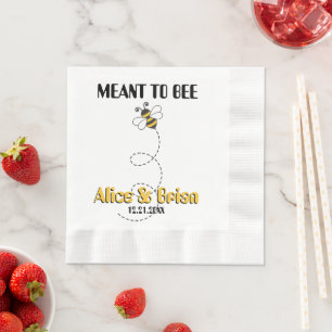 Cute Meant to Bee Wedding Reception Cocktail Napkins