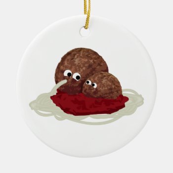 Cute Meatball Eating Spaghetti Ceramic Ornament by gravityx9 at Zazzle