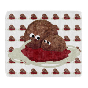 Cute Meatball Eating Spaghetti Cutting Board