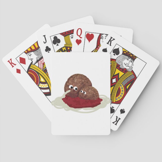 Cute Meatball Eating Spaghetti Poker Cards (Back)