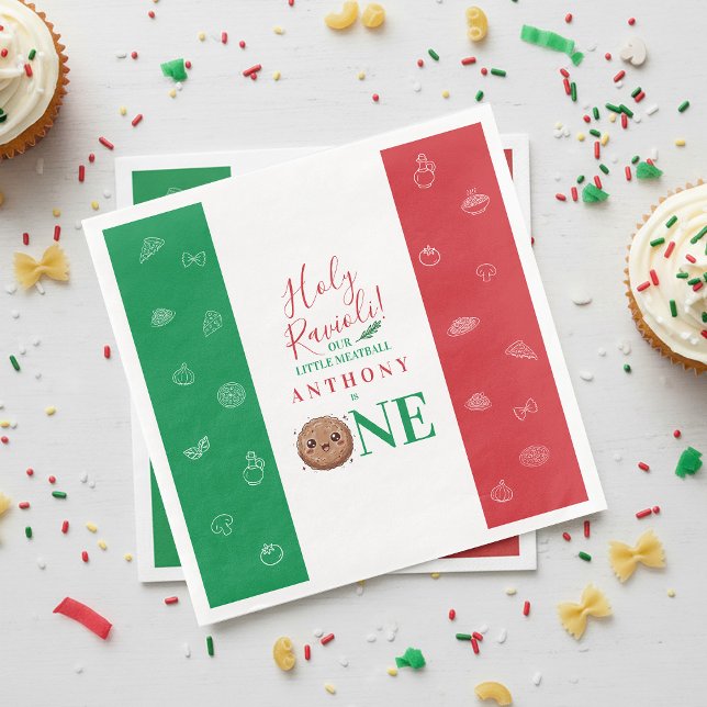 Cute Meatball First Birthday Party  Paper Dinner Napkins (Cute Meatball First Birthday Party Paper Dinner Napkins)