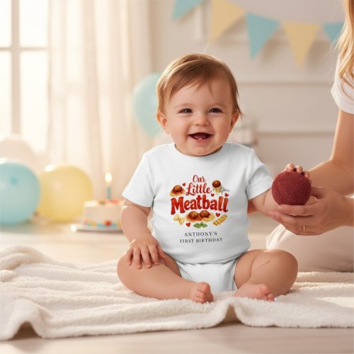 Cute Meatball Spaghetti Baby First Birthday T-Shirt