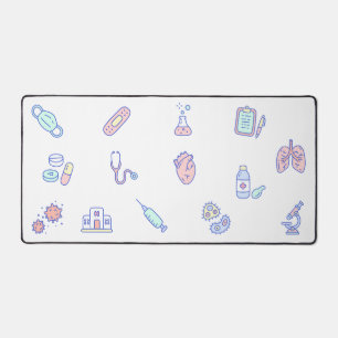 Cute medical cartoon doctor nursing doodles desk mat
