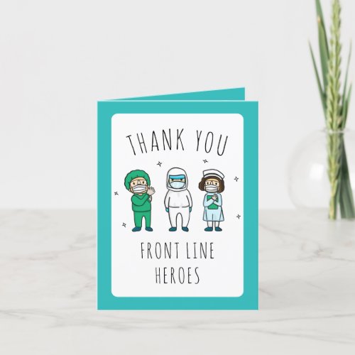 Cute Medical Frontline Heroes Thank You Cards