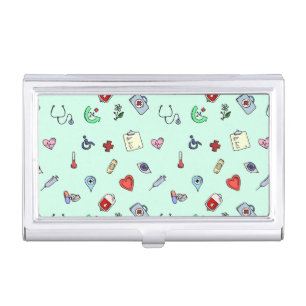 Cute Medical Icon Pattern Business Card Case