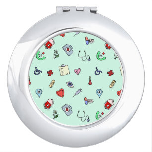 Cute Medical Icon Pattern Compact Mirror