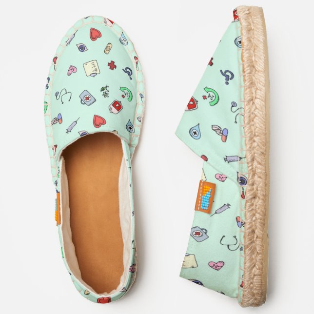 Cute Medical Icon Pattern Espadrilles (Side)