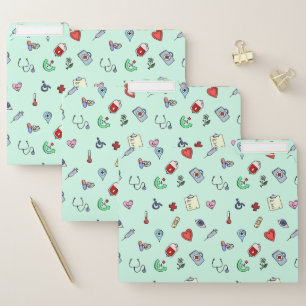 Cute Medical Icon Pattern File Folder