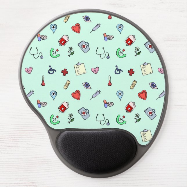 Cute Medical Icon Pattern Gel Mouse Pad (Front)