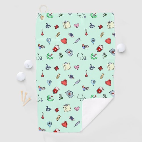 Cute Medical Icon Pattern Golf Towel