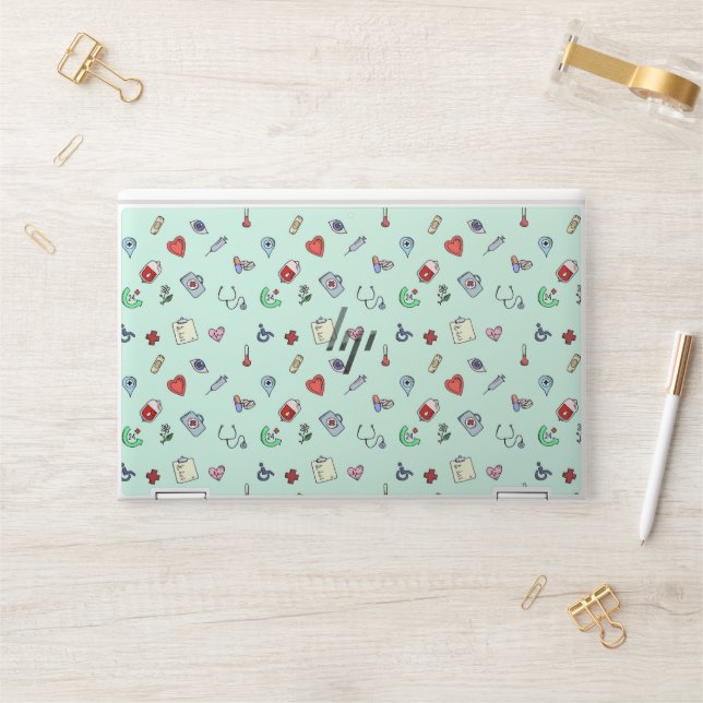 Cute Medical Icon Pattern HP Laptop Skin (Desk)