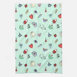 Cute Medical Icon Pattern Kitchen Towel