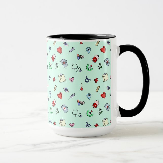 Cute Medical Icon Pattern Mug (Right)