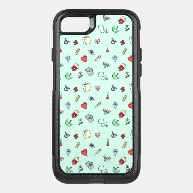 Cute Medical Icon Pattern Otterbox iPhone Case (Back)