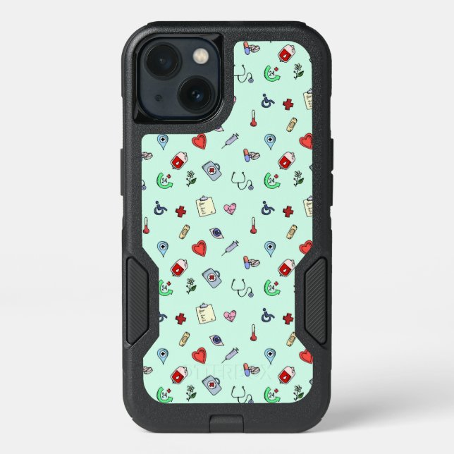 Cute Medical Icon Pattern Otterbox iPhone Case (Back)