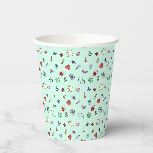 Cute Medical Icon Pattern Paper Cups