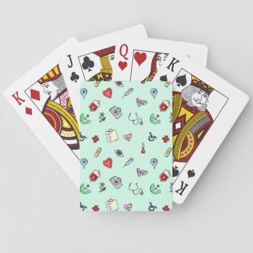 Cute Medical Icon Pattern Playing Cards