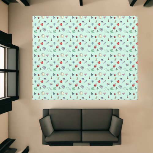 Cute Medical Icon Pattern Rug