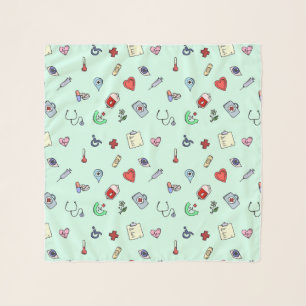 Cute Medical Icon Pattern Scarf