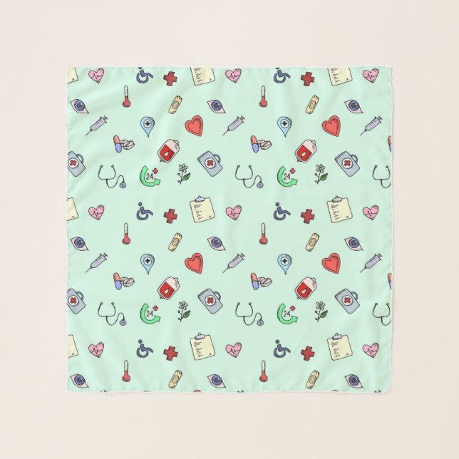 Cute Medical Icon Pattern Scarf (Front)