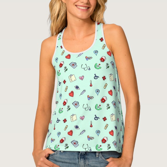 Cute Medical Icon Pattern Tank Top (Front)