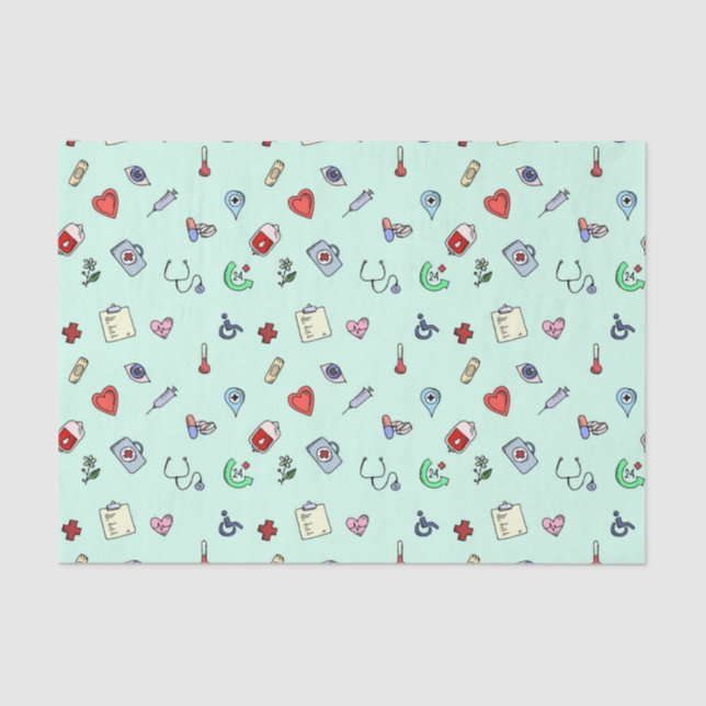 Cute Medical Icon Pattern Tissue Paper (Front)