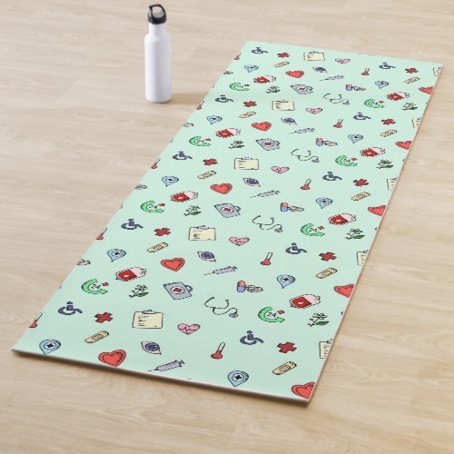 Cute Medical Icon Pattern Yoga Mat