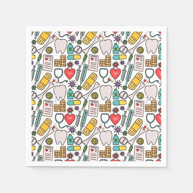Cute Medical Nurse, Doctor, Healthcare Themed   Napkins (Front)
