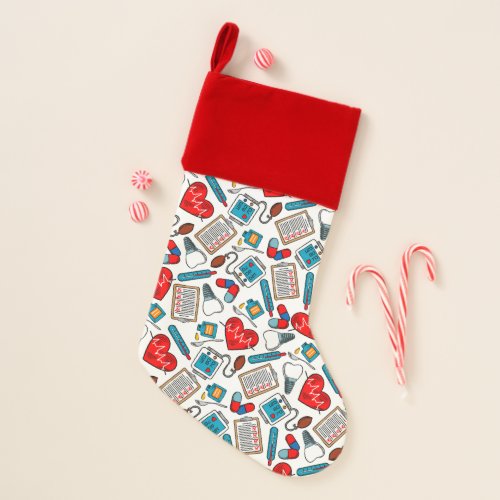 Cute Medical Nurse Doctor Theme Mixed Pattern   Christmas Stocking