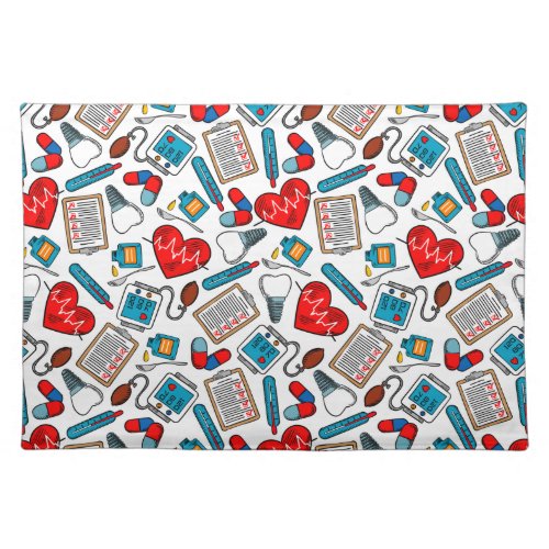 Cute Medical Nurse Doctor Theme Mixed Pattern  Cloth Placemat