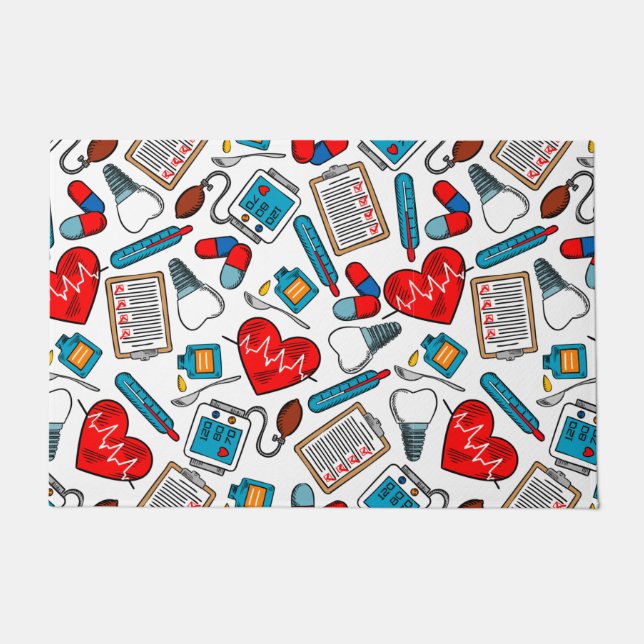 Cute Medical Nurse Doctor Theme Mixed Pattern  Doormat (Front)
