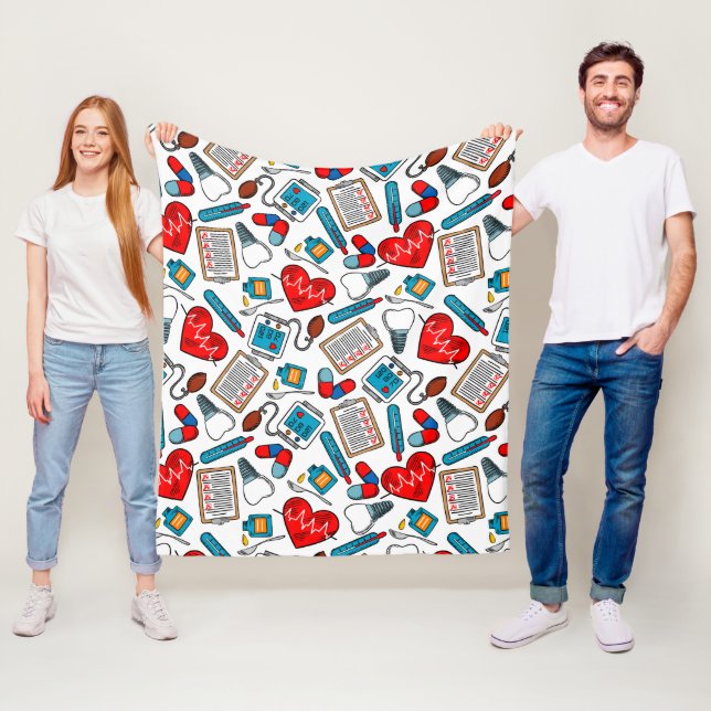 Cute Medical Nurse Doctor Theme Mixed Pattern  Fleece Blanket (In Situ)