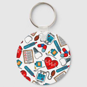 Cute Medical Nurse Doctor Theme Mixed Pattern   Keychain