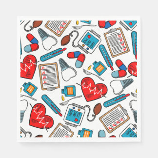Cute Medical Nurse Doctor Theme Mixed Pattern Napkins