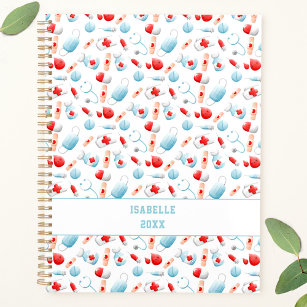 Cute Medical Pattern Name Nurse Planner