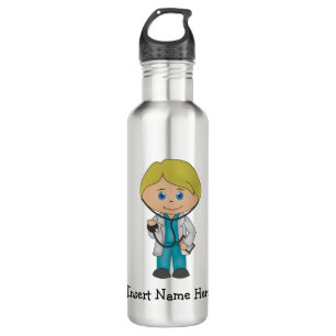 Cute Medical Professional, Blonde Male Stainless Steel Water Bottle