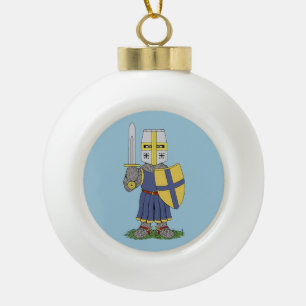 Cute Medieval Knight Ceramic Ball Christmas Ornament